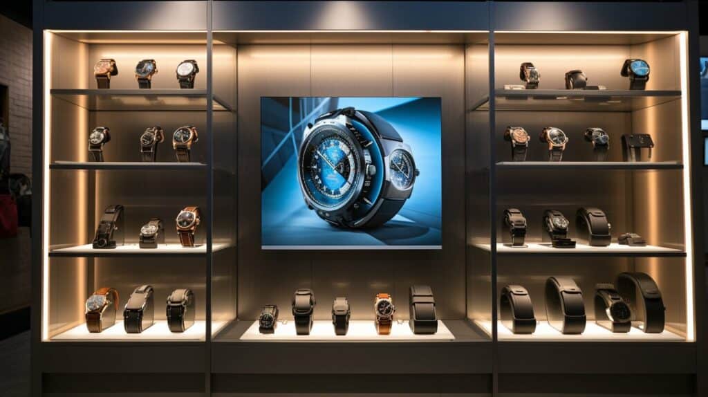 Fossil watches on display