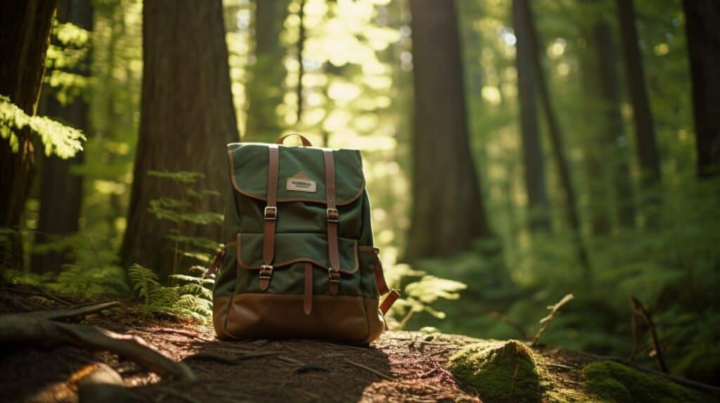 Ll Bean backpack in a forest