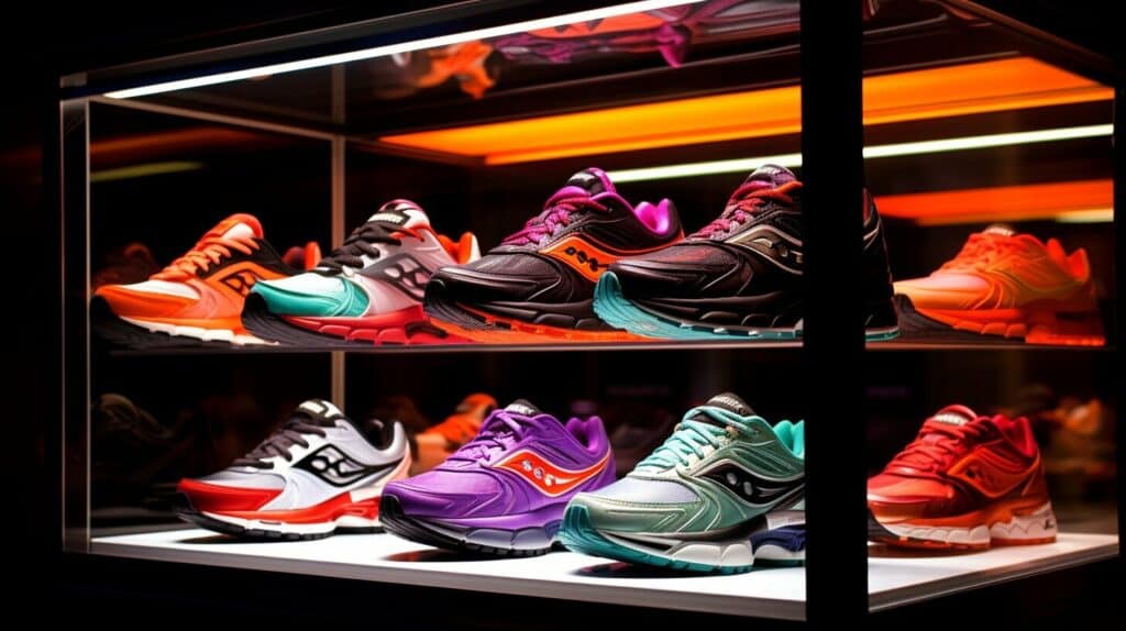 Saucony shoes on display