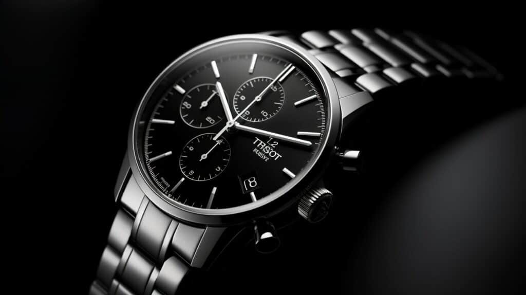 Tissot watch on a black background