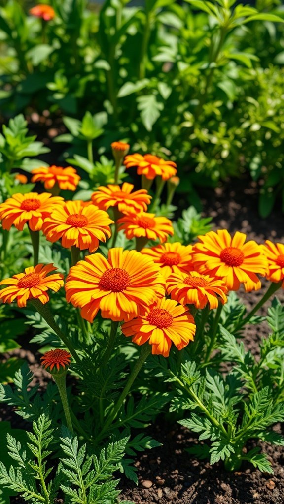 Vibrant marigolds blooming in a garden setting